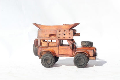 Malawian Carved Rose Wood Tourist/ Camping Jeep vehicle. Ready to Ship Collector's Art Decor Car Gift