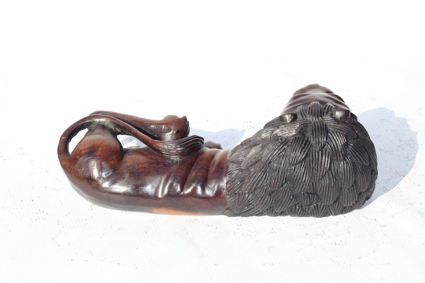Sleeping and scratching Lion Handcarved Ironwood Carving. Malawian smooth carved brown animal figurine. Ready to Ship home/Office Decor