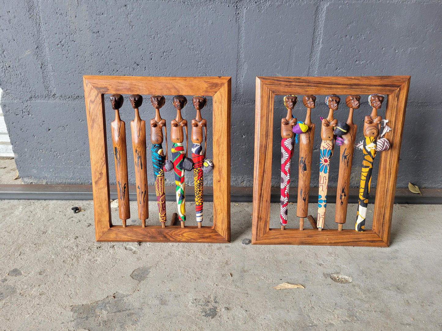 Mozambique Sandalwood Hand Carved African Couples on a brown painted self standing frame. Wall Hanging or Table Decor. Ready to Ship Gift