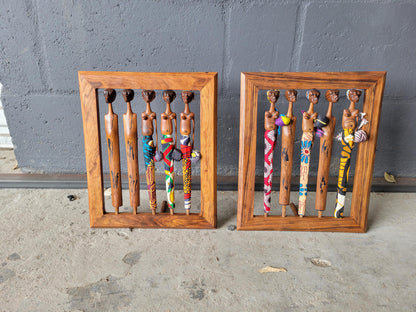 Mozambique Sandalwood Hand Carved African Couples on a brown painted self standing frame. Wall Hanging or Table Decor. Ready to Ship Gift