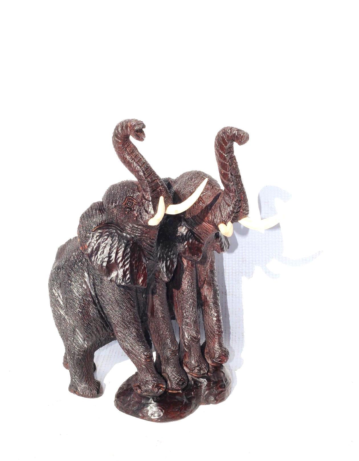Mana Pools fine art carved Ironwood Side by Side Elephants Sculpture. Zimbabwean lifelike fully detailed Safari Animal. African Big 5 gift