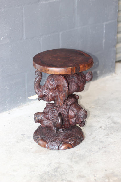 Realistic Ironwood Hand Carved Big Five animal heads Chair. Elephant, Lion, Leopard, Buffalo, Rhino fine Art Decor. Hotel/Office Stool Decor
