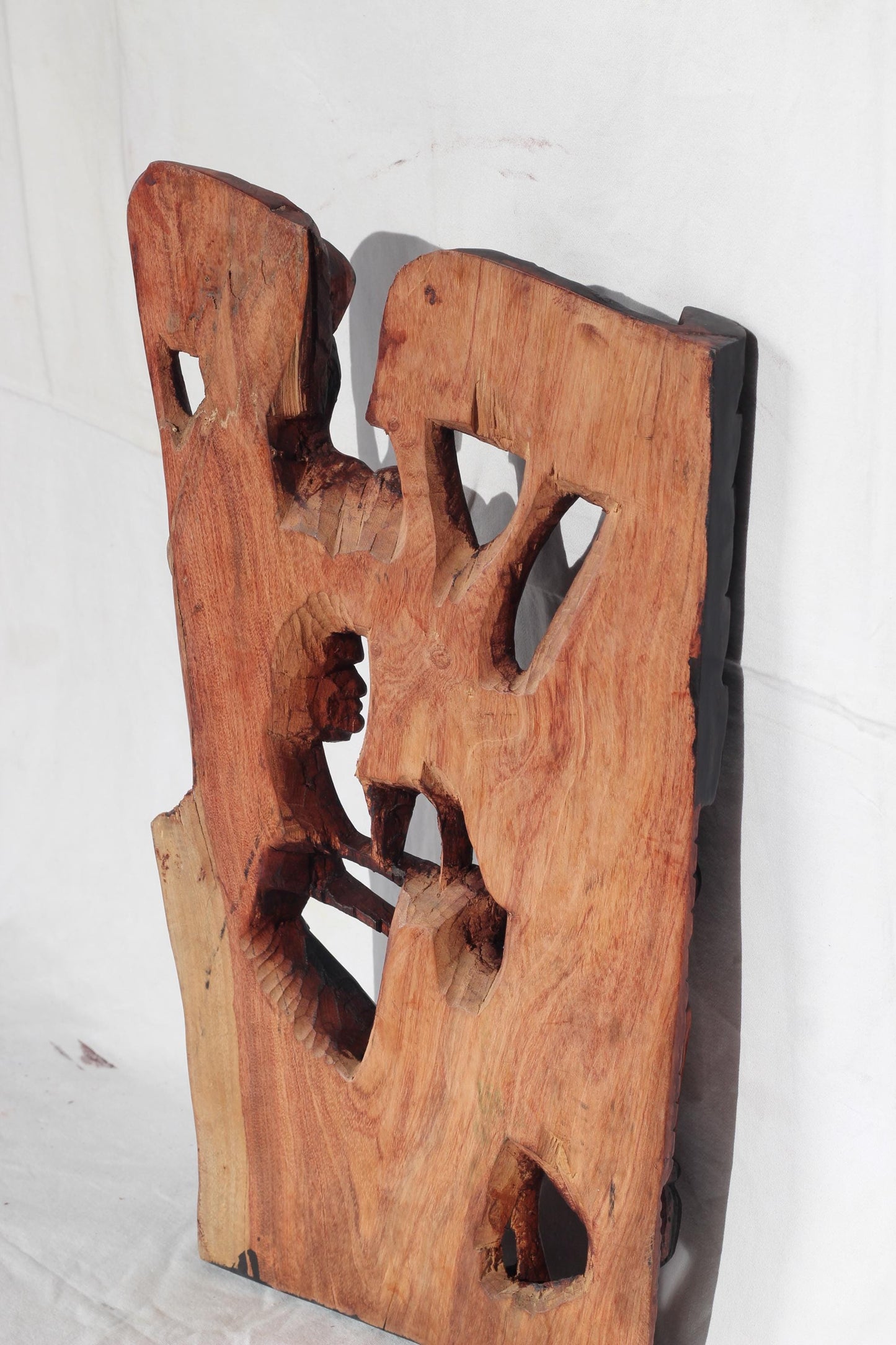 Large 52cm Mukwa wood African Village life frame, Zambian Hand Carved wall hanging. Light brown and black polished home/Office Decor gift