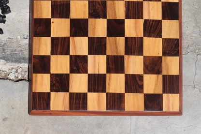 Minimalist board Ebony and Olive Wood Chess Set with African warriors pieces. Board games Art gift ready to Ship Worldwide.  Malawian decor
