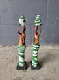 Beaded Zebra Wood African Women Carrying Water Pots. Comes in Pairs. Home/ Office decor 30cm Tall sculptures. Zambian Carved Wood Art Gifts