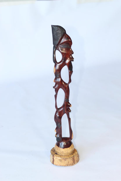 African man faces Tower, Teak Handcarved Decor sculptures. Zambian Carved Wood Art Gifts. Ready to Ship Gifts