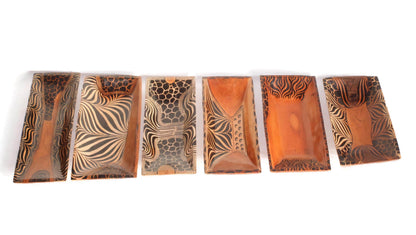 African Teak Wood Painted Bowl/tray. Zebra and Giraffe animal print themed carved Brown wooden bowls. Last minute gifts Shipping Worldwide