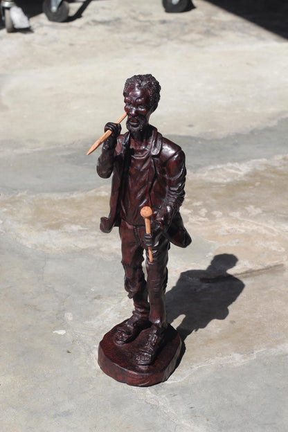 Large Dark Brown polished Ironwood Handcarved Warrior ready for battle. Carrying his weapons, 20 inches Tall, Ready to Ship African Art Gift