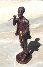 Large Dark Brown polished Ironwood Handcarved Warrior ready for battle. Carrying his weapons, 20 inches Tall, Ready to Ship African Art Gift