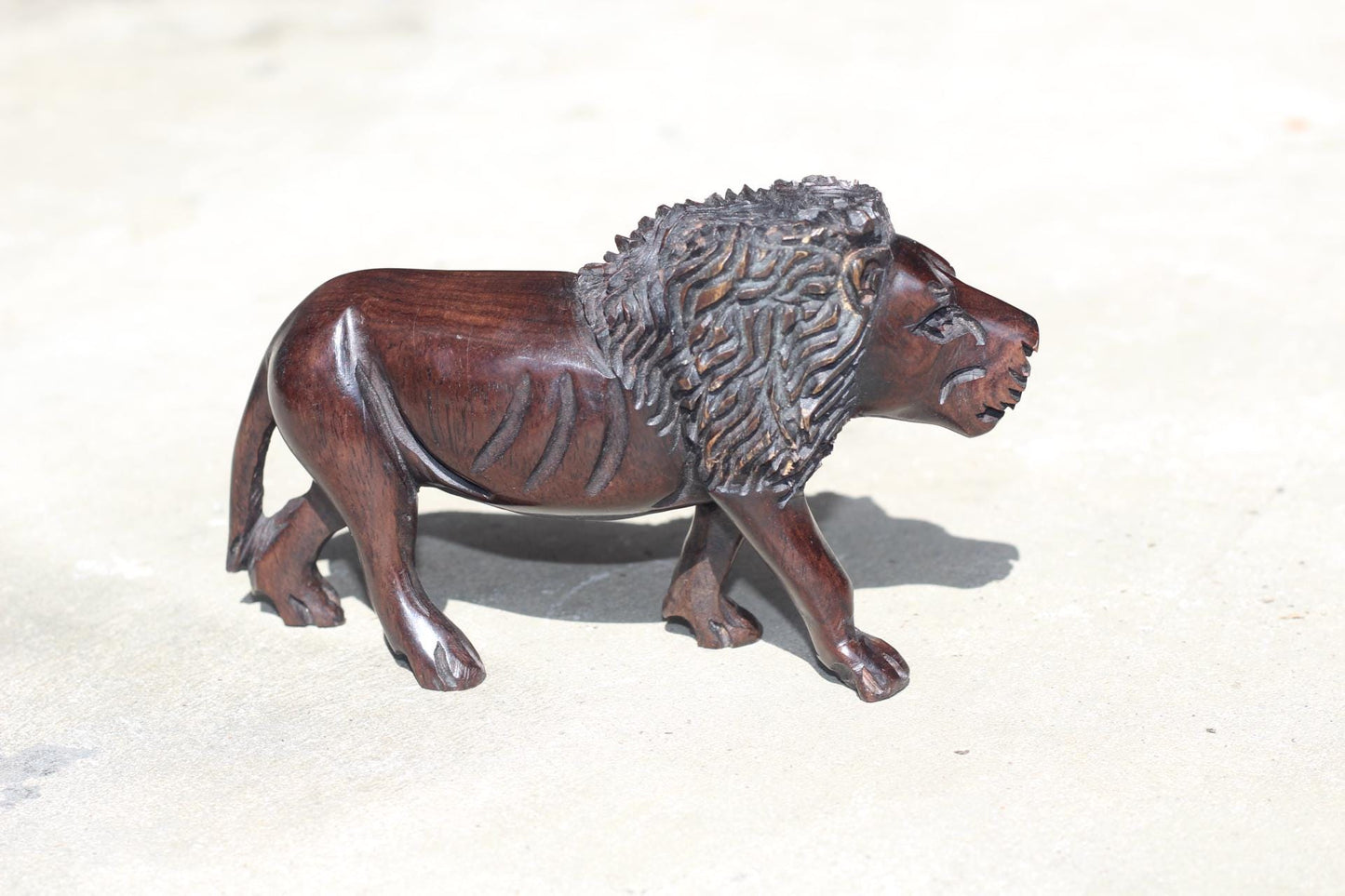 New Design Smooth hand carved Iron wood Lion Sculpture. Malawian handcarved figurine. Unique handcrafted African animals gift. Ready to Ship