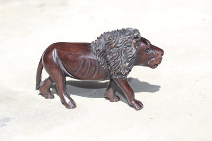 New Design Smooth hand carved Iron wood Lion Sculpture. Malawian handcarved figurine. Unique handcrafted African animals gift. Ready to Ship