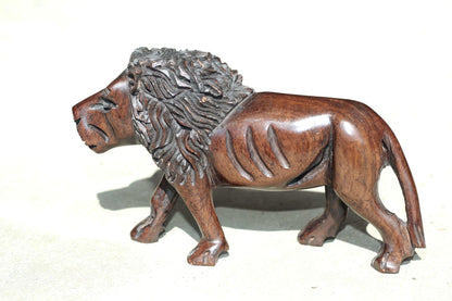 New Design Smooth hand carved Iron wood Lion Sculpture. Malawian handcarved figurine. Unique handcrafted African animals gift. Ready to Ship