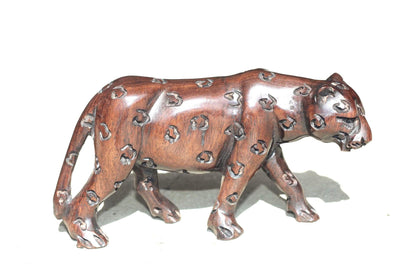Smooth hand carved Iron wood Leopard Sculpture. Malawian handcarved figurine. Unique handcrafted African animals gift. Ready to Ship