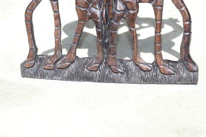 Handcarved Iron Wood Giraffe Wall Art, Kissing Giraffes Wedding Gift