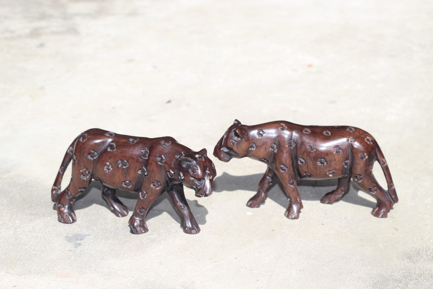 Smooth hand carved Iron wood Leopard Sculpture. Malawian handcarved figurine. Unique handcrafted African animals gift. Ready to Ship