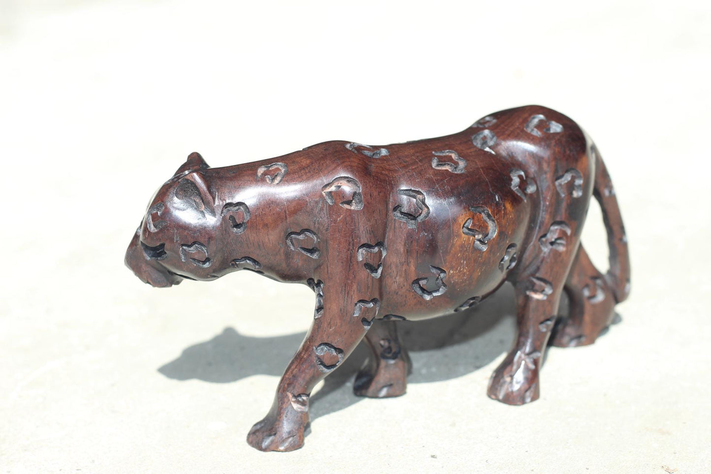 Smooth hand carved Iron wood Leopard Sculpture. Malawian handcarved figurine. Unique handcrafted African animals gift. Ready to Ship
