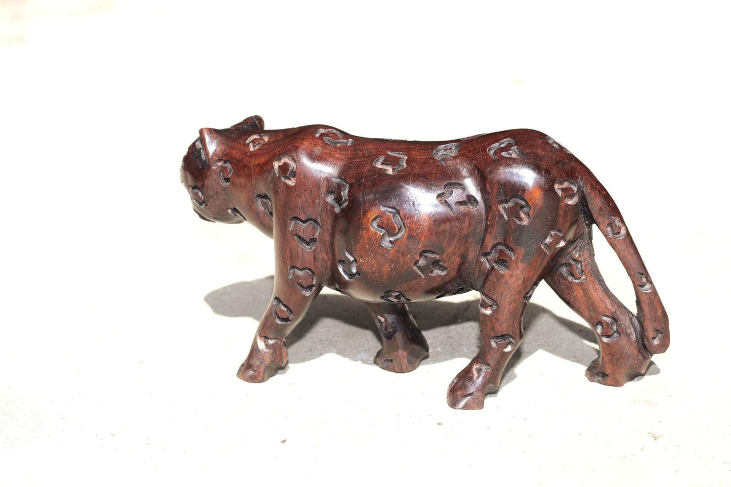 Smooth hand carved Iron wood Leopard Sculpture. Malawian handcarved figurine. Unique handcrafted African animals gift. Ready to Ship