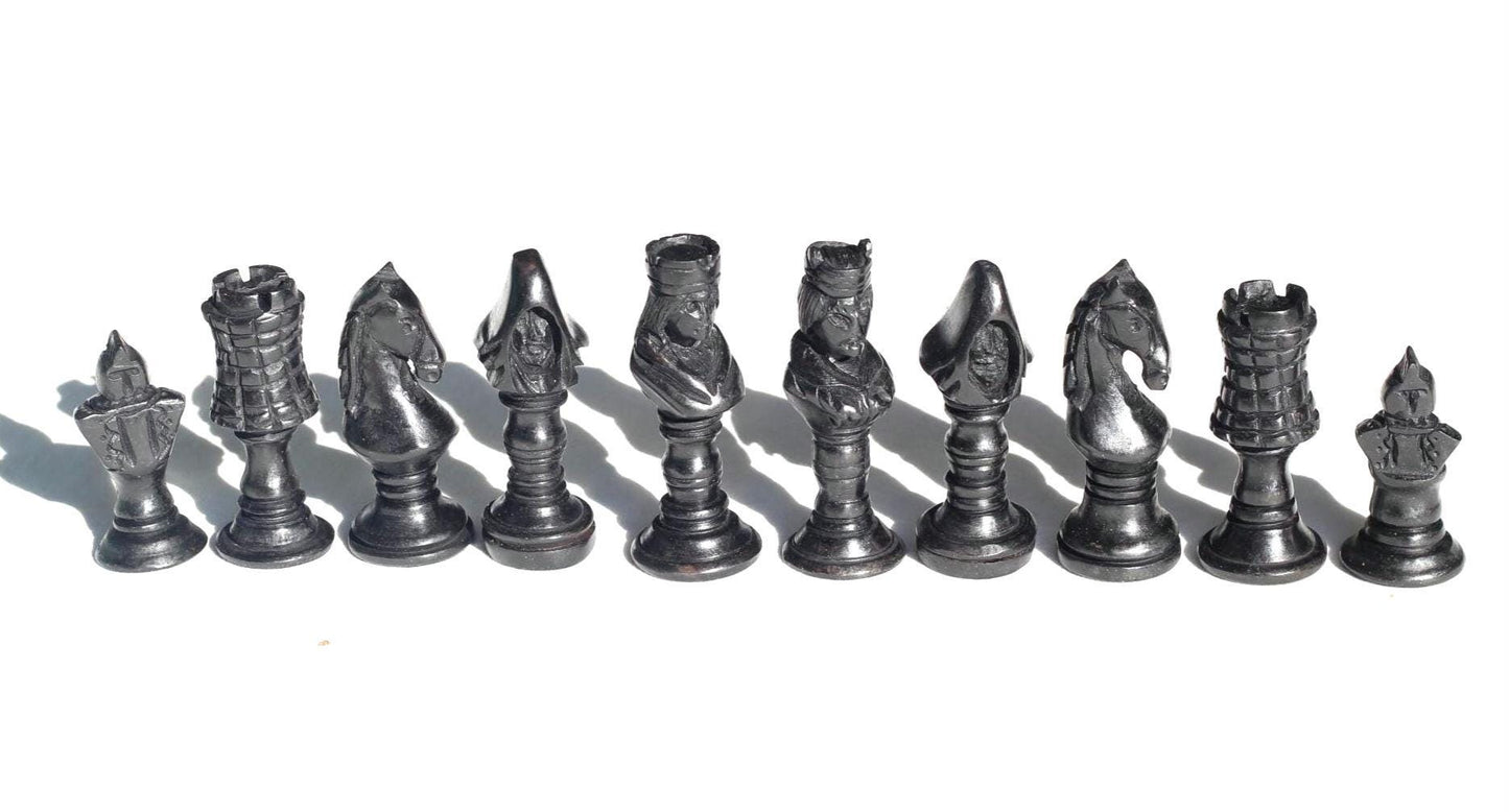 African theme tribal Chess Pieces set. Ebony + Mahogany Wood art. Full set gaming pieces no board. Games and Puzzle art Decor Gift