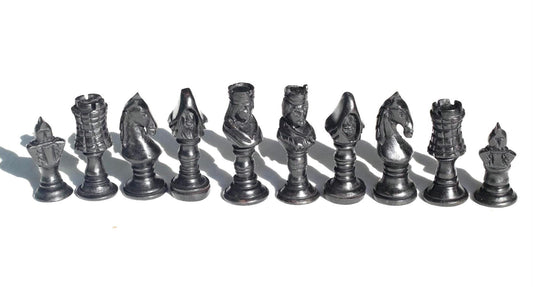 African theme tribal Chess Pieces set. Ebony + Mahogany Wood art. Full set gaming pieces no board. Games and Puzzle art Decor Gift