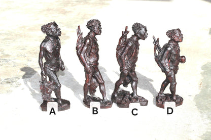 Iron wood Handcarved Khoisan Hunter carrying his Catch (Antelope) and Spears. Ready to Ship African Art Gifts.