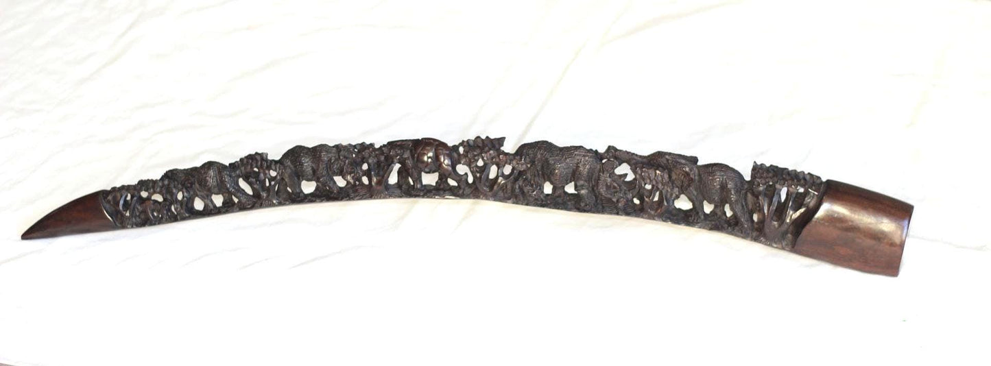 Elephant Rhino Giraffe Mix animals Carved Ironwood Bridge. African hardwood Table decor gifts. Unique handcrafted figurines / Sculptures