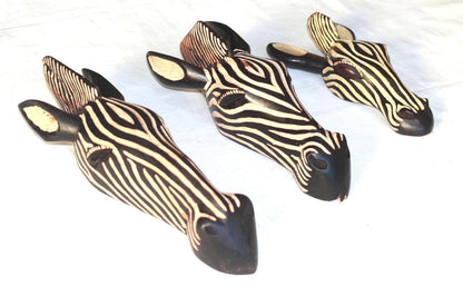 Olive wood Zebra Head Wall Decor Trophy. Lifelike fully Zimbabwean Handcarved African  Art gifts. Ready to Ship Worldwide