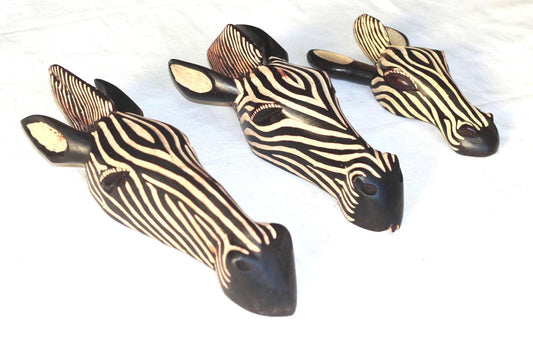 Olive wood Zebra Head Wall Decor Trophy. Lifelike fully Zimbabwean Handcarved African  Art gifts. Ready to Ship Worldwide