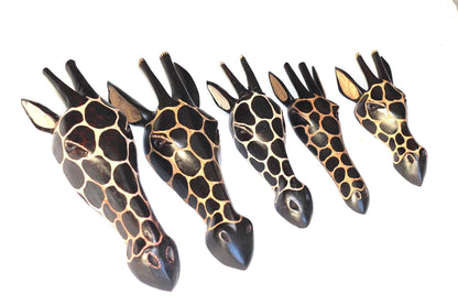 Olive wood Giraffe Head Trophy wall decor Mask. Lifelike fully Zimbabwean Handcarved African  Art gifts. Ready to Ship Worldwide