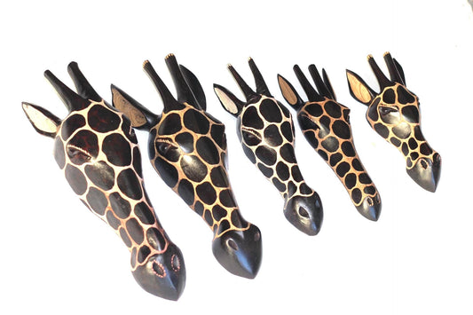 Olive wood Giraffe Head Trophy wall decor Mask. Lifelike fully Zimbabwean Handcarved African  Art gifts. Ready to Ship Worldwide