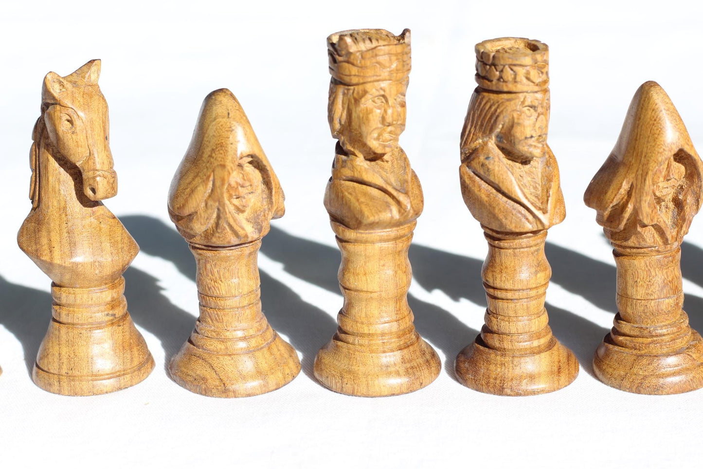 African theme tribal Chess Pieces set. Ebony + Mahogany Wood art. Full set gaming pieces no board. Games and Puzzle art Decor Gift