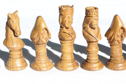 African theme tribal Chess Pieces set. Ebony + Mahogany Wood art. Full set gaming pieces no board. Games and Puzzle art Decor Gift