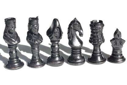 African theme tribal Chess Pieces set. Ebony + Mahogany Wood art. Full set gaming pieces no board. Games and Puzzle art Decor Gift
