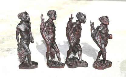 Iron wood Handcarved Khoisan Hunter carrying his Catch (Antelope) and Spears. Ready to Ship African Art Gifts.