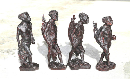 Iron wood Handcarved Khoisan Hunter carrying his Catch (Antelope) and Spears. Ready to Ship African Art Gifts.