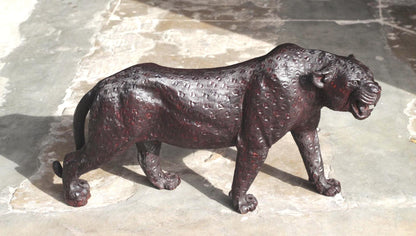 Fine Art Leopard Ironwood Handcarved Masterpiece. Zimbabwean Lifelike big cat gift. African Big Five Animals, 76×40×20cm Ready for Shipping