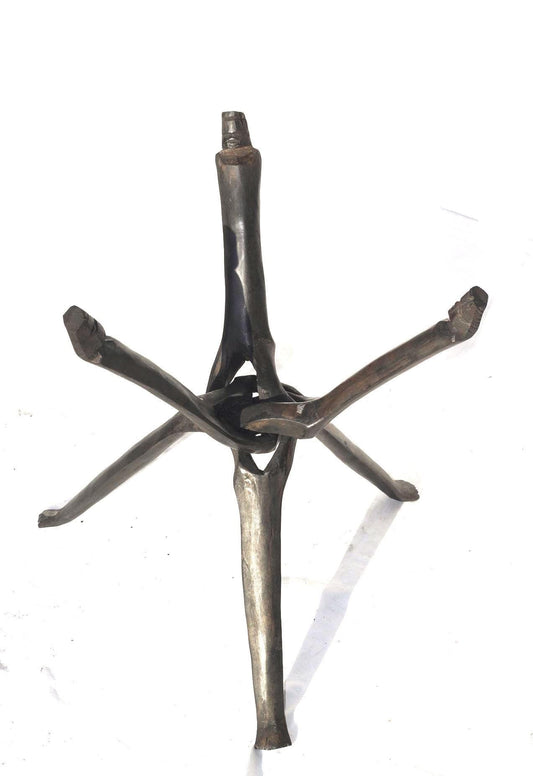 African Handcarved Wood 3 legged interlocking Side table or Bowl Stand for indoor and outdoors decor. Dining room/Office decor ready to Ship
