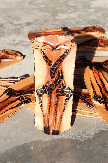 Kissing Giraffe lovers Zambian Teak Wood smooth Handcarved Wall decor panel. Engagement/Wedding Art Gifts ready to Ship Worldwide