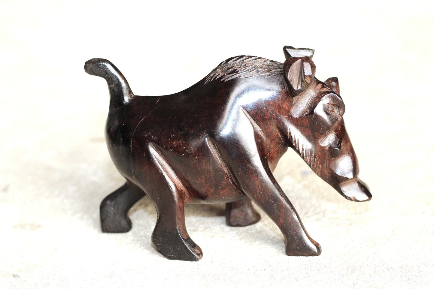 Set of 3 Fine Art Wild Boar /Warthog Ebony wood Handcarved figurine. Zambian Wildlife Carving. Smooth African Masterpiece Pig Art Decor Gift