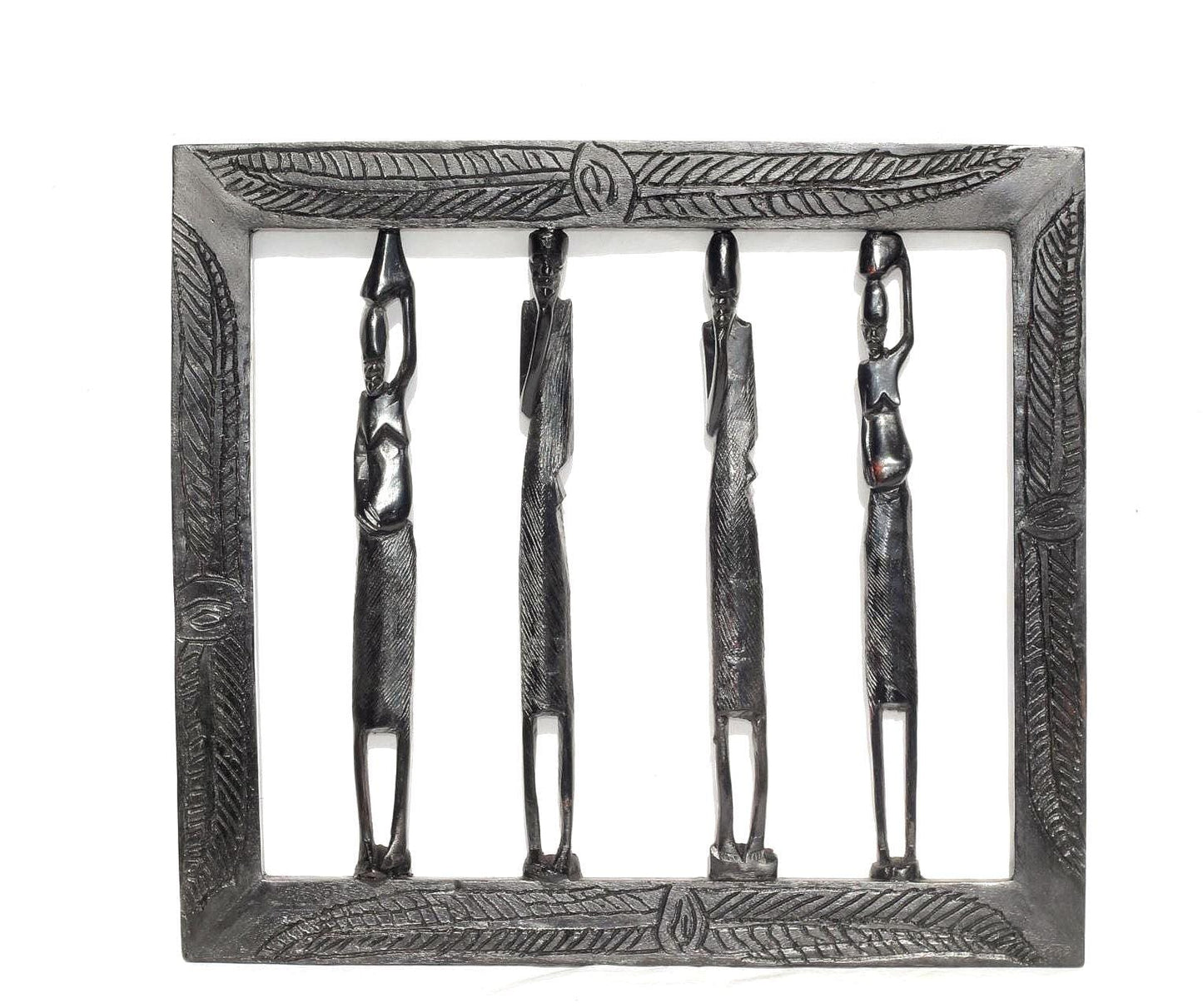 Ebony Wood Masaai Couples on single Frame. Carved Wood Wall Decor. Unique African Art Housewarming/Wedding Gifts. Office Décor Hangings.