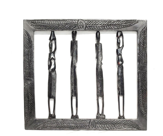 Ebony Wood Masaai Couples on single Frame. Carved Wood Wall Decor. Unique African Art Housewarming/Wedding Gifts. Office Décor Hangings.