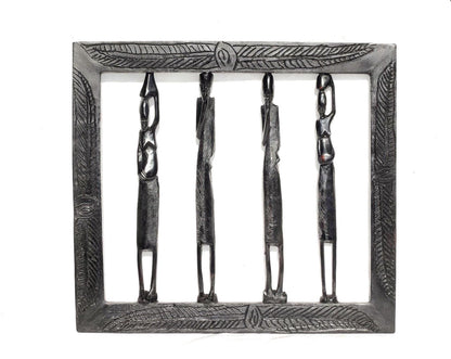 Ebony Wood Masaai Couples on single Frame. Carved Wood Wall Decor. Unique African Art Housewarming/Wedding Gifts. Office Décor Hangings.