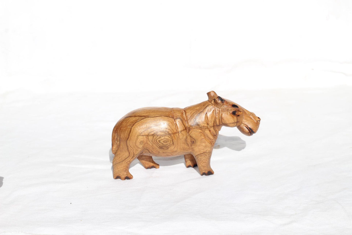 Olive wood Zimbabwean handcarved Hippo figurines (Style 2). African Safari animals Art Decor. Home/office decor ready to ship gifts