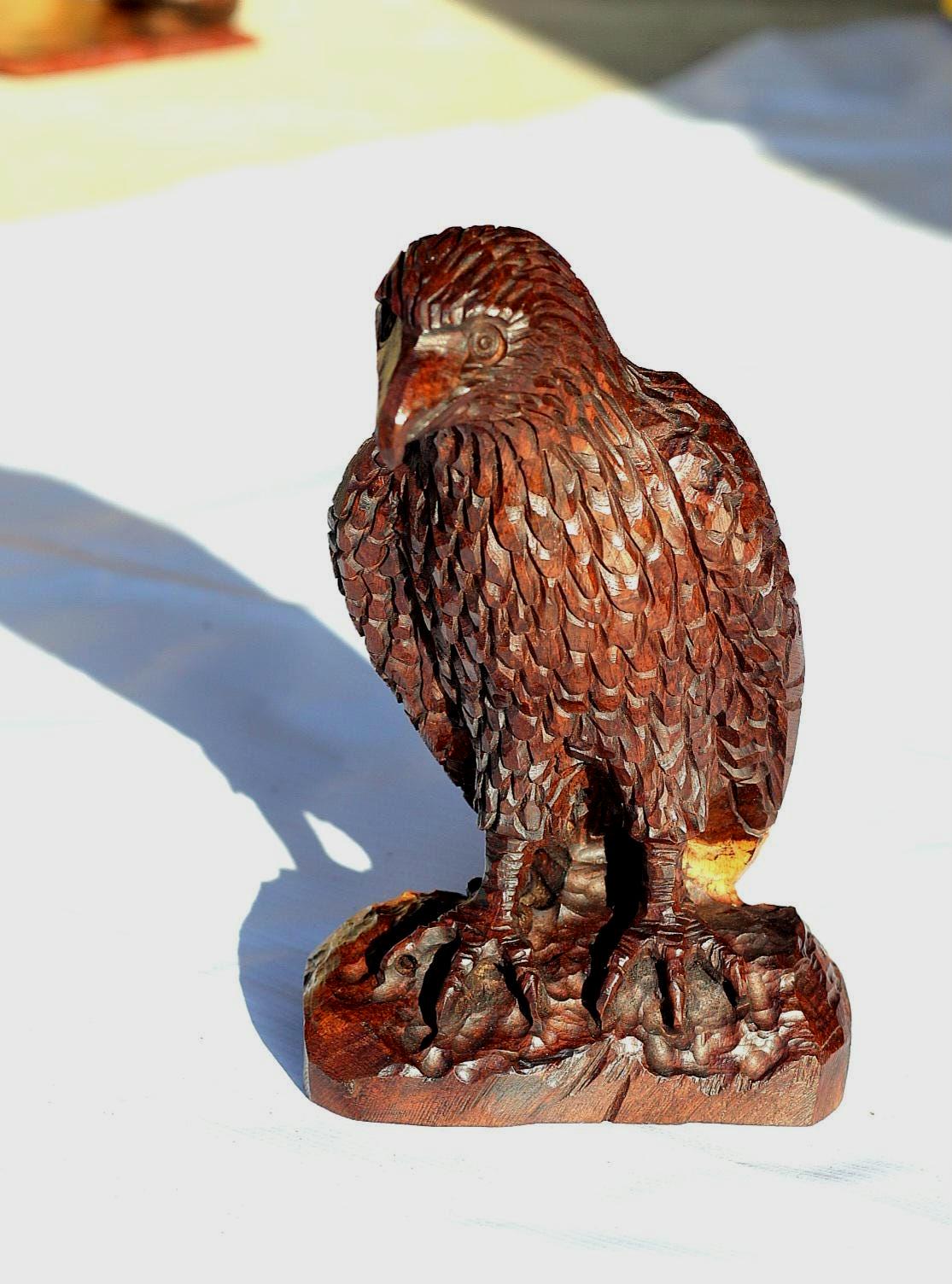 African Hawk Eagle Iron Wood Handcarved Zimbabwean bird for home decor. Ready to Ship African Art
