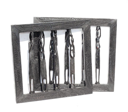Ebony Wood Masaai Couples on single Frame. Carved Wood Wall Decor. Unique African Art Housewarming/Wedding Gifts. Office Décor Hangings.