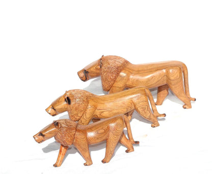 Olive wood Handcarved Walking Lion. Zimbabwean carved African Safari decor for home or office. Ready to Ship Art Gifts. Smooth brown Carving