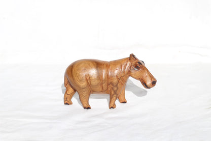 Olive wood Zimbabwean handcarved Hippo figurines (Style 2). African Safari animals Art Decor. Home/office decor ready to ship gifts