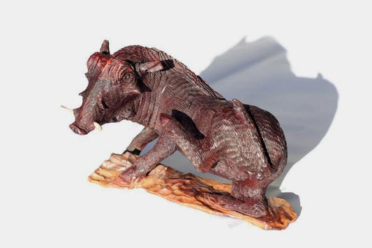Fine Art Scratching Wild Boar/ Warthog Ironwood Handcarved figurine. Zimbabwean Wildlife realistic lifelike Masterpiece. Wild Pig Decor gift
