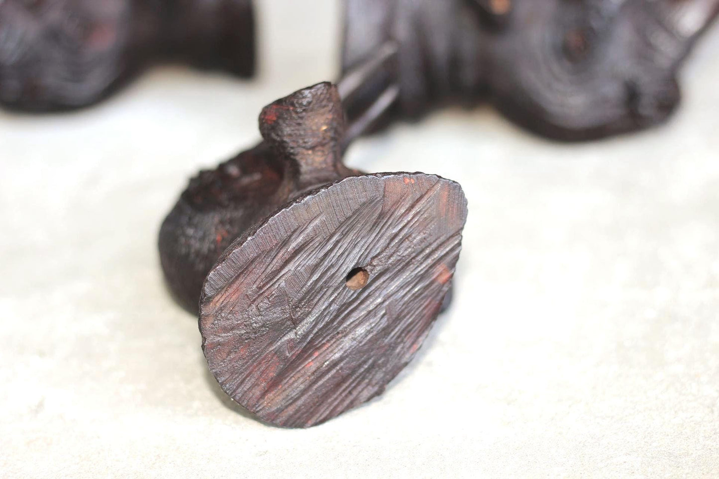 Rhino head Ironwood carved Door Handle. Lifelike fully detailed Zimbabwean Handcarved African Big Five Art gift Ready to Ship.