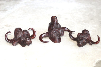 Water Buffalo head Ironwood carved Door Handle. Lifelike fully detailed Zimbabwean Handcarved African Big Five Art gift Ready to Ship.