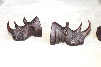 Rhino head Ironwood carved Door Handle. Lifelike fully detailed Zimbabwean Handcarved African Big Five Art gift Ready to Ship.